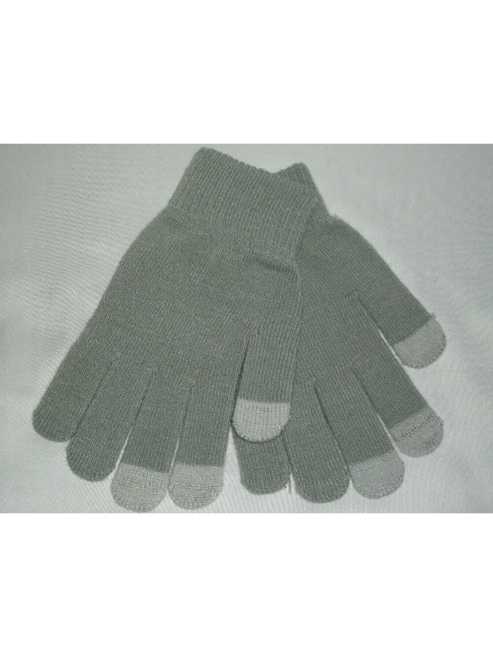 Unisex Womens Mens Light Gray Knit Conductive Fibers Gloves Touch Smart Phone